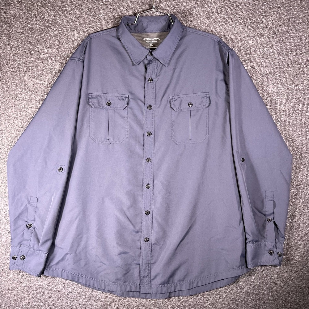 Croft & Barrow Performance Shirt Mens XL Blue Gray‎ Button Down Casual Outdoor